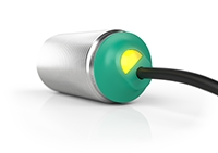 Design moderno: tampa verde com um LED claramente visível